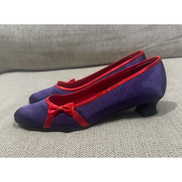 Grasshoppers Red Hat Society Purple Satin Bow Heels Women's Size 6.5 - Picture 6 of 10